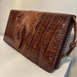 Vintage Genuine Alligator Skin Taxidermy Leather Oddities Purse Handbag